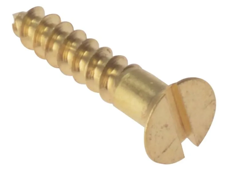 Forgefix Wood Screw Slotted Csk Solid Brass 1In X 4 Box 200 in Gold Gold