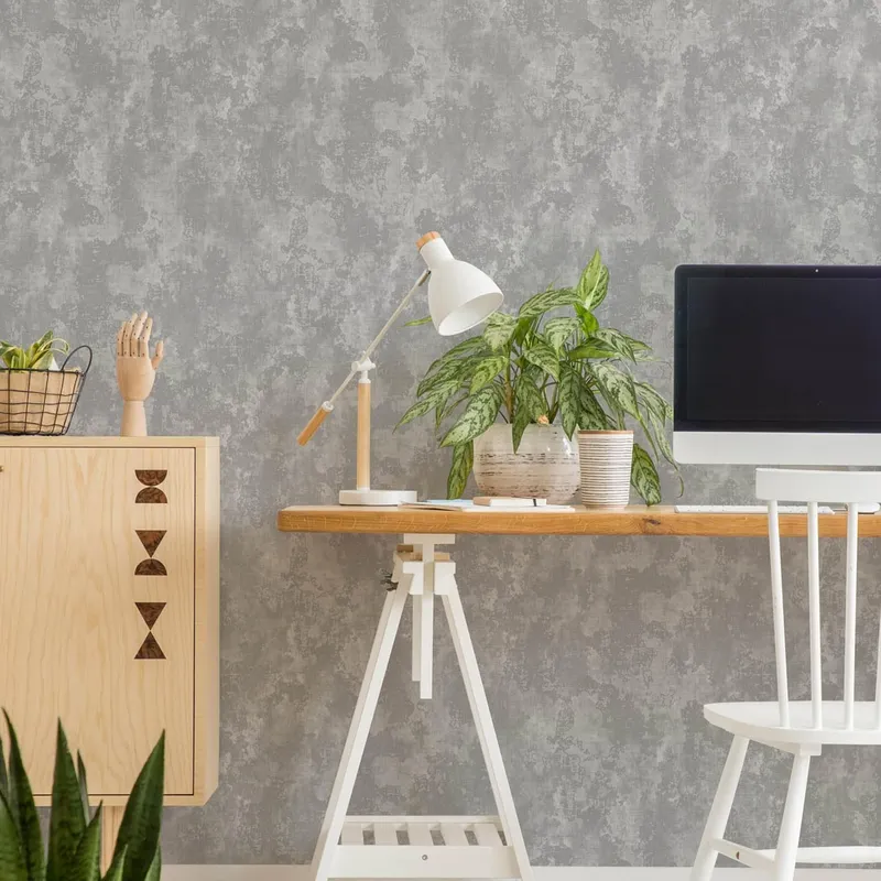 Fresco Urban Texture Plain Grey Wallpaper Size: 10000mm x 520mm Grey