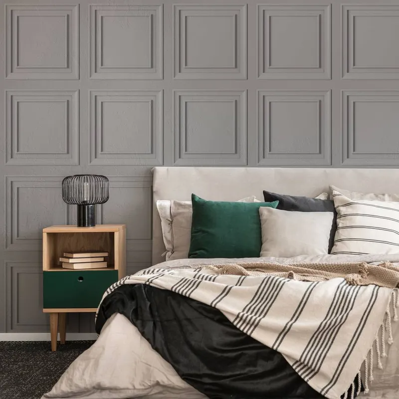 Fresco Wood Panel Wallpaper in Grey Size: 10000mm x 520mm - Grey