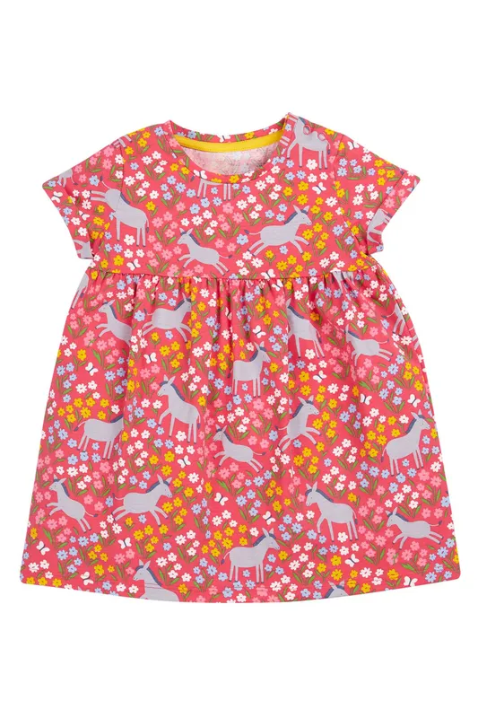Frugi Girl's Ellen Dress in Pink Size: 3-6 m Pink 3-6 m