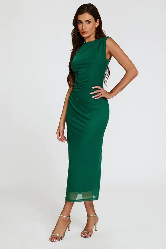 FS Collection Women's Mesh Maxi Dress in Green Size: XL Green XL
