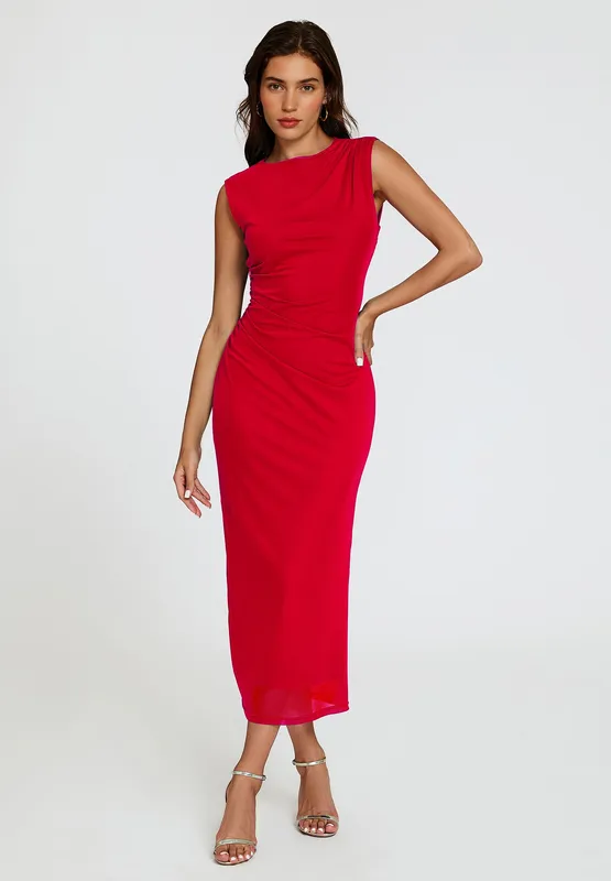 FS Collection Women's Mesh Maxi Dress in Red Size: XS Red XS