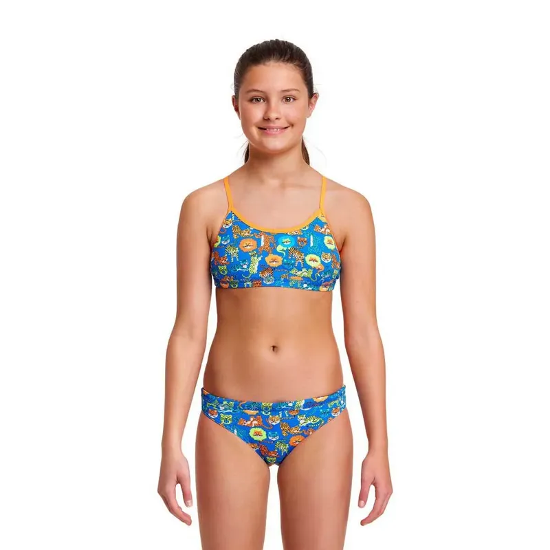 Funkita Big Cat Bash Bikini Novelty Blue 12 Years Girls