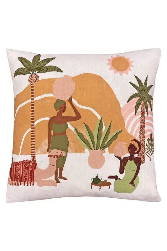 Furn Alia Abstract Printed Cushion in Beige Size: 50cm x 50cm - Beige - Size: 50cm x 50cm