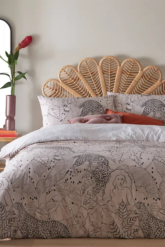 Furn Aurora Botanical Reversible Duvet Cover Set in Light Pink Size: Super King - Light Pink