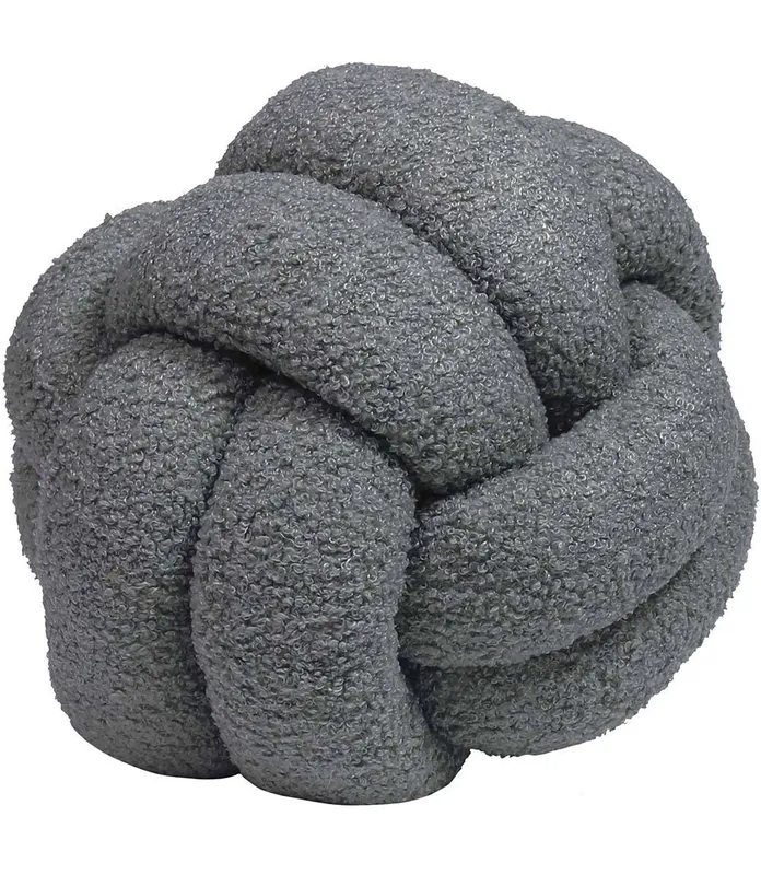 Furn Boucle Knot Fleece Cushion in Grey Grey