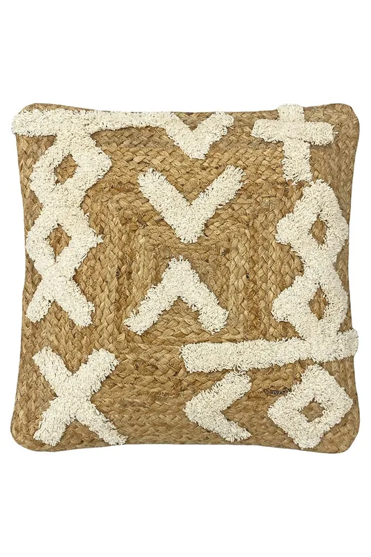 Furn Camfa Braided Tufted Jute Cushion in Natural Size: 45 cm x 45 cm Natural 45 cm x 45 cm