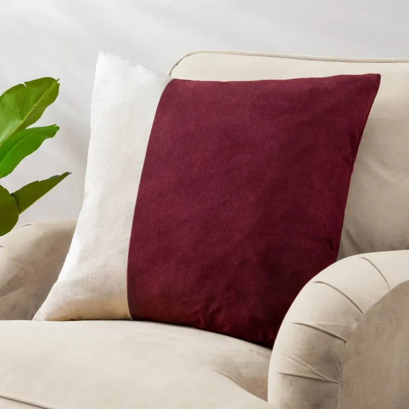 furn. Coba Washed Velvet Polyester Filled Cushion in Red Size: 50cm x 50cm - Red