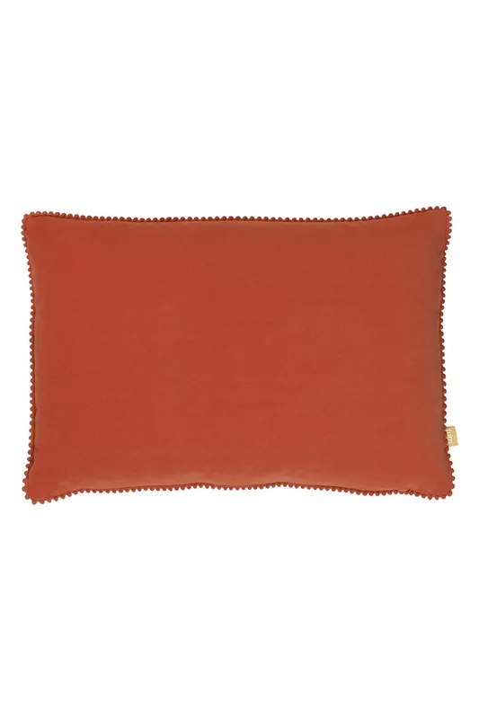 Furn Unisex Cosmo Soft Velvet Pom Pom Trimmed Cushion in Red Size: 30cm x 50cm Red 30cm x 50cm female