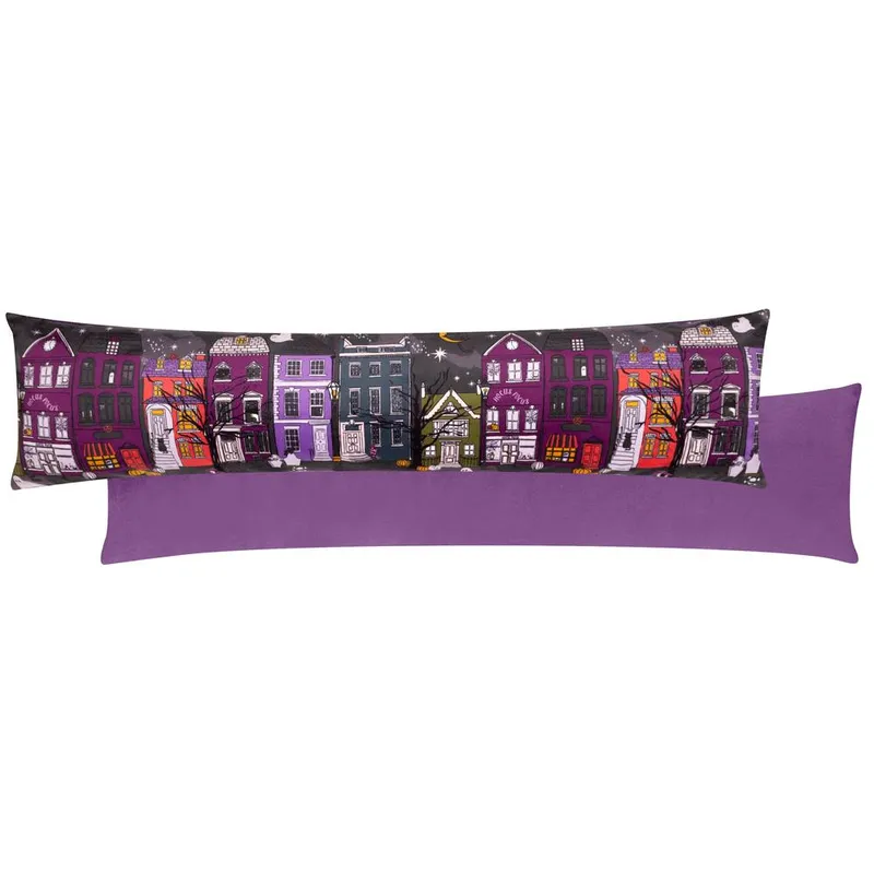 furn. Creepy Town Velvet Draught Excluder in Black - Black