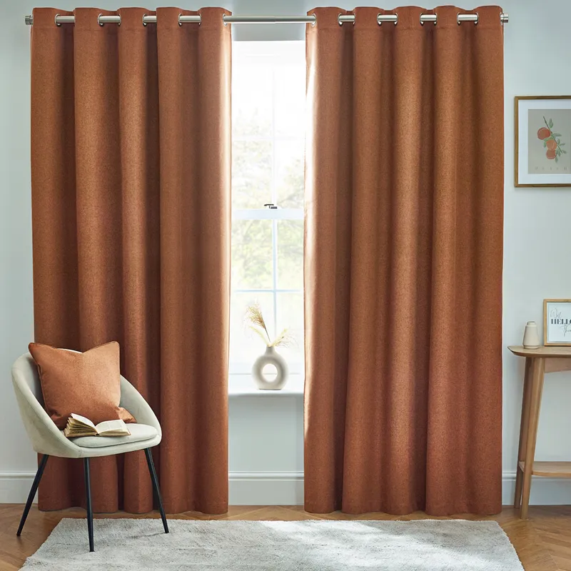 Terrys Furn Dawn Thermal Blackout Ready Made Eyelet Curtains Brick