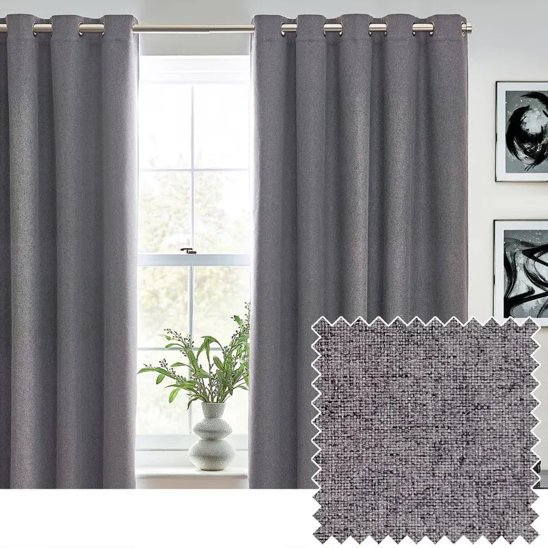 Terrys Furn Dawn Thermal Blackout Ready Made Eyelet Curtains Charcoal