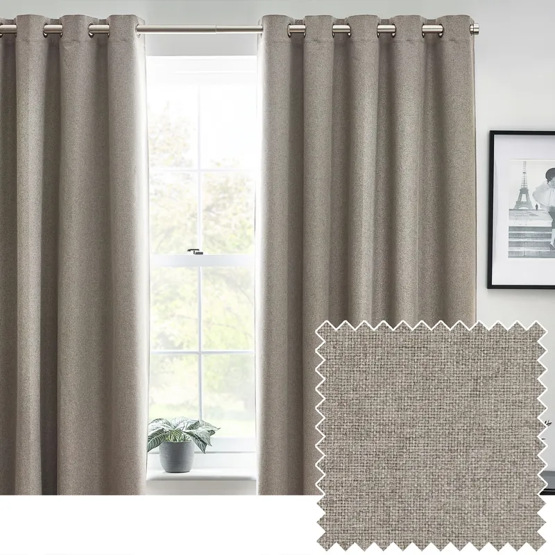 Terrys Furn Dawn Thermal Blackout Ready Made Eyelet Curtains Grey