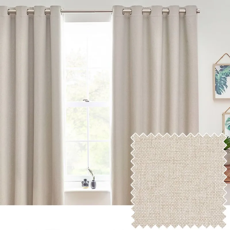 Terrys Furn Dawn Thermal Blackout Ready Made Eyelet Curtains Linen