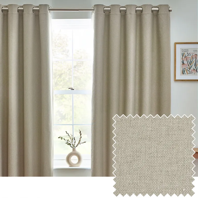 Terrys Furn Dawn Thermal Blackout Ready Made Eyelet Curtains Natural