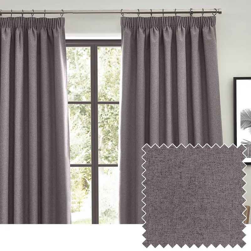 furn. Dawn 100% Blackout Pencil Pleat Curtains Grey 229cm x 137cm