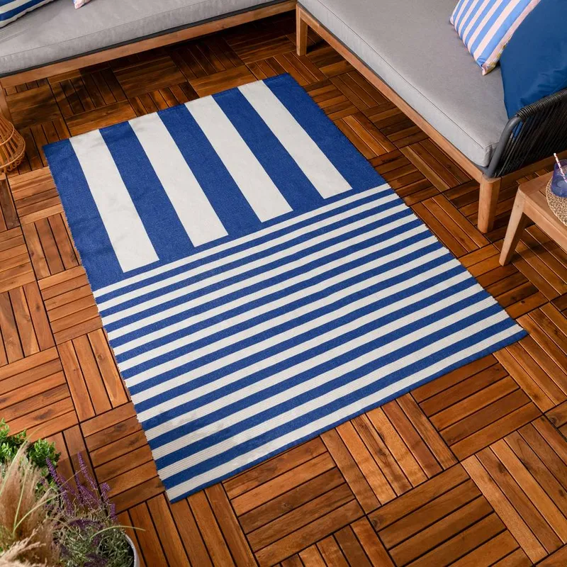 Furn Deck Stripe Printed Indoor/Outdoor Rug in Blue Size: 120cm x 170cm - Blue