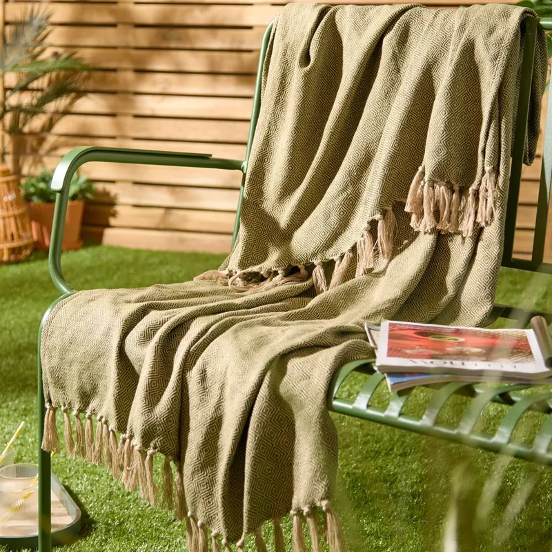 Furn Dessa Woven Indoor/Outdoor Throw in Olive Size: 130 cm x 180 cm Olive 130 cm x 180 cm