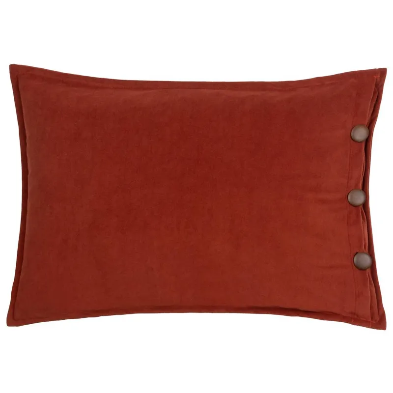 furn. Effron Washed Velvet Polyester Filled Cushion in Red - Red