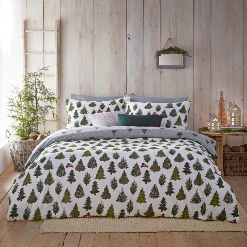 Furn Evergreen 100% Brushed Cotton Duvet Cover Set in Green Size: King Green King