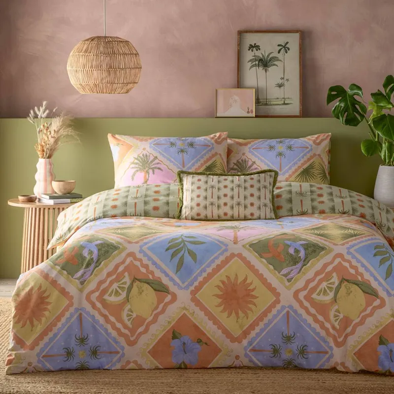 Furn Florala Printed Duvet Cover Set Size: Double - Multicolor