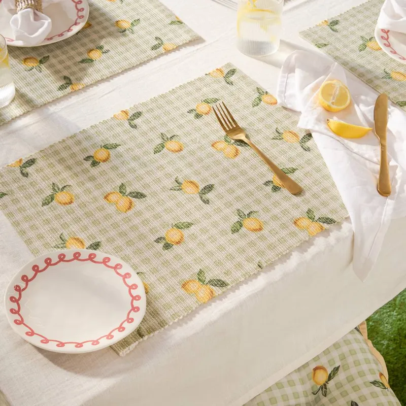Furn Fruits Lemons Set of 4 Indoor/Outdoor Placemats in Yellow Yellow