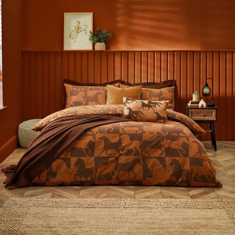 Furn. Herve Reversible Duvet Cover Set - Tan Polycotton - Size Single