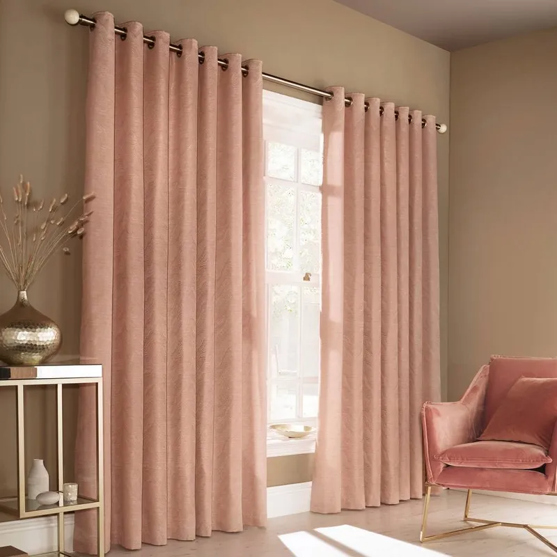 Furn Himalaya Abstract Eyelet Curtains in Pink Size: 168 cm width x 229 cm drop Pink 168 cm width x 229 cm drop