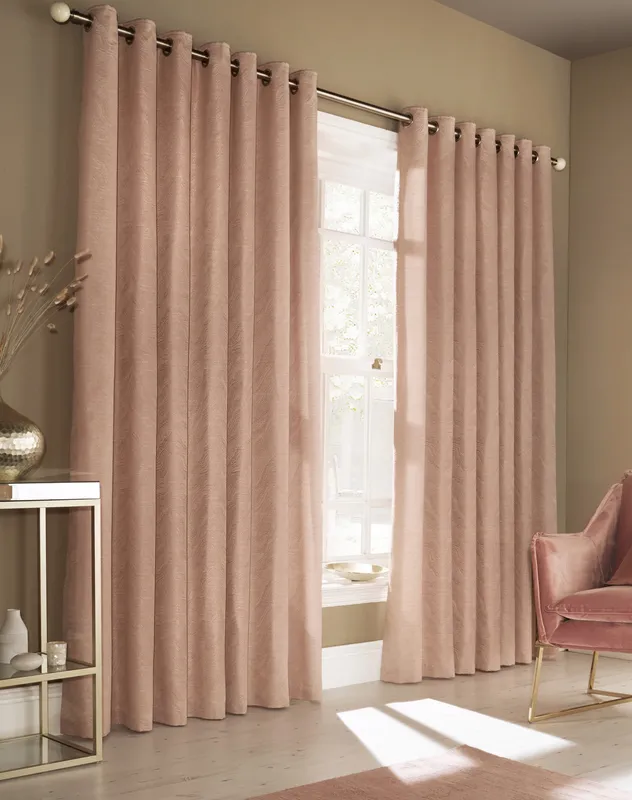 Furn Himalaya Abstract Eyelet Curtains in Pink Size: 229cm width x 229cm drop - Pink