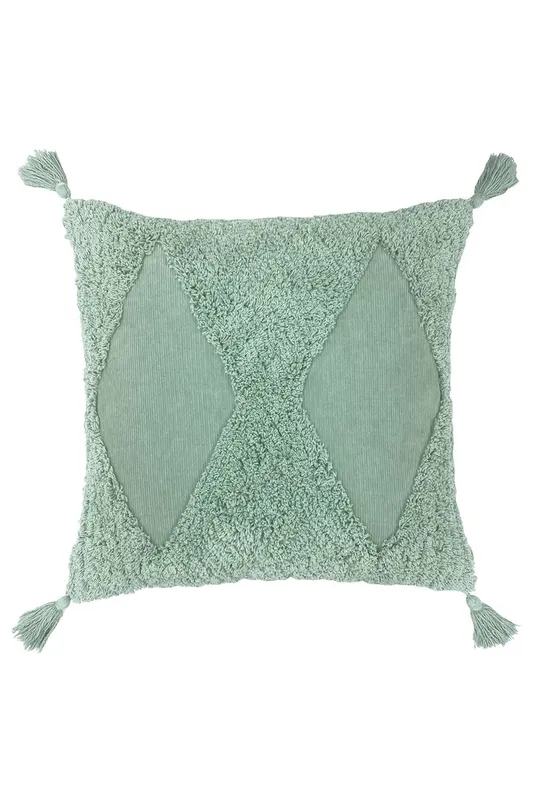 Furn Kantha Tufted Diamond Cushion in Light Green Size: 50cm x 50cm - Light Green - Size: 50cm x 50cm