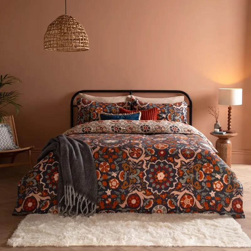 Furn Kinfolk Floral Duvet Cover Set in Blue Size: King Blue King