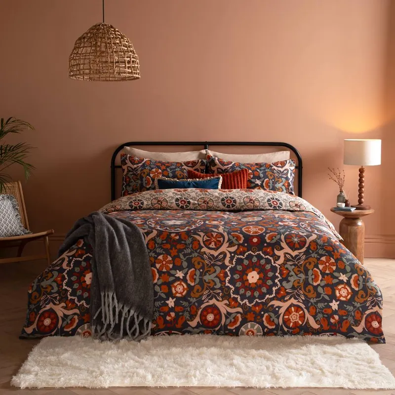 Furn Unisex Kinfolk Floral Duvet Cover Set in Blue Size: Single Blue Single female