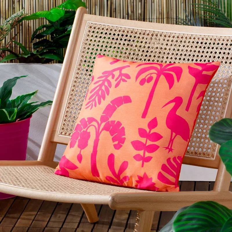 Furn. Marula Tropical Outdoor Filled Cushion - Pink - Size 43 Cm X 43 Cm