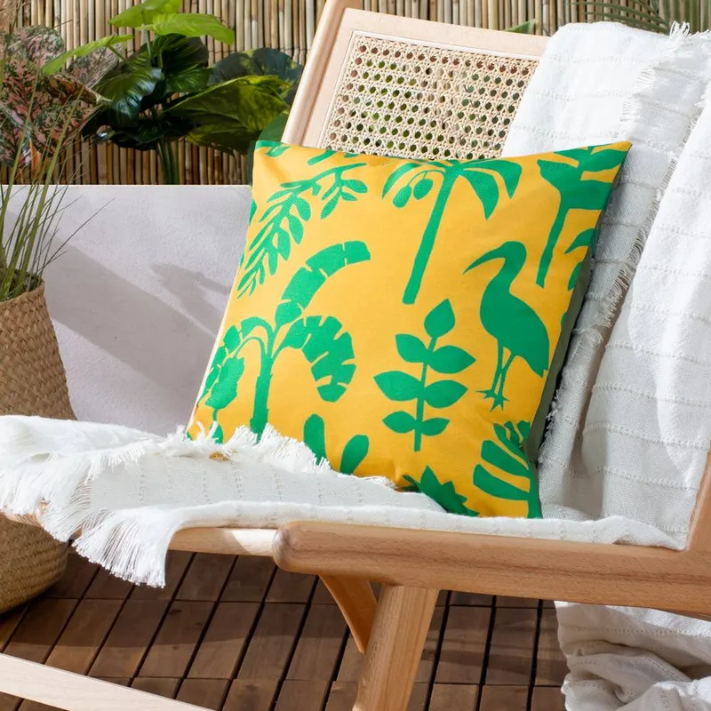 Furn Unisex Marula Tropical Water & UV Resistant Outdoor Cushion in Teal Size: 43cm x 43cm Teal female