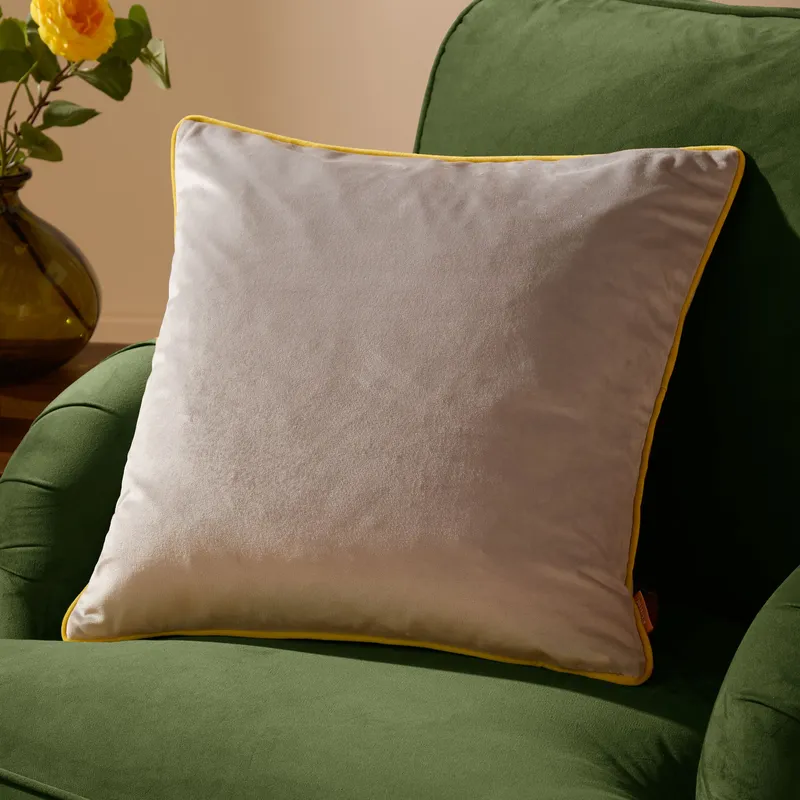 Furn Meridian Velvet Piped Cushion in Grey Size: 55 cm x 55 cm Grey 55 cm x 55 cm