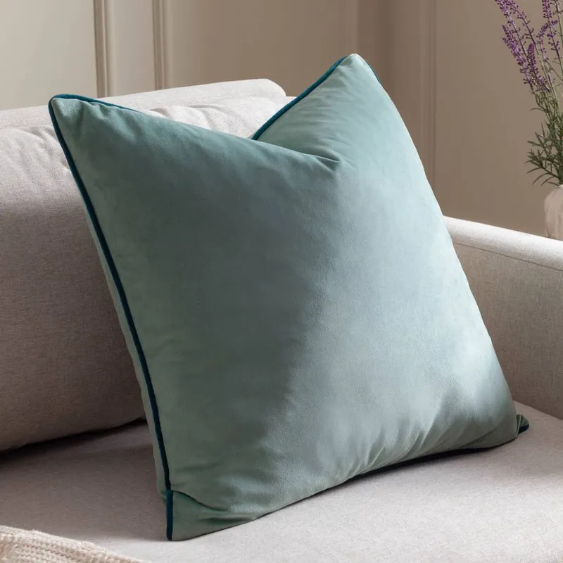 Furn Meridian Velvet Piped Cushion in Mint Size: 45cm x 45cm - Mint