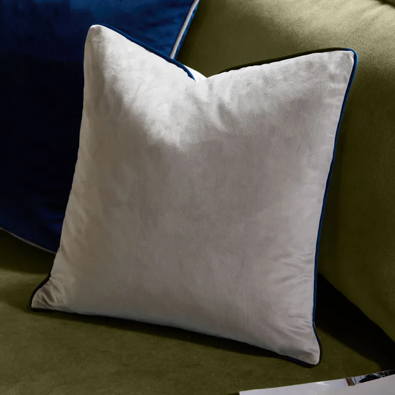 Furn Meridian Velvet Piped Cushion in Silver Size: 45 cm x 45 cm Silver 45 cm x 45 cm