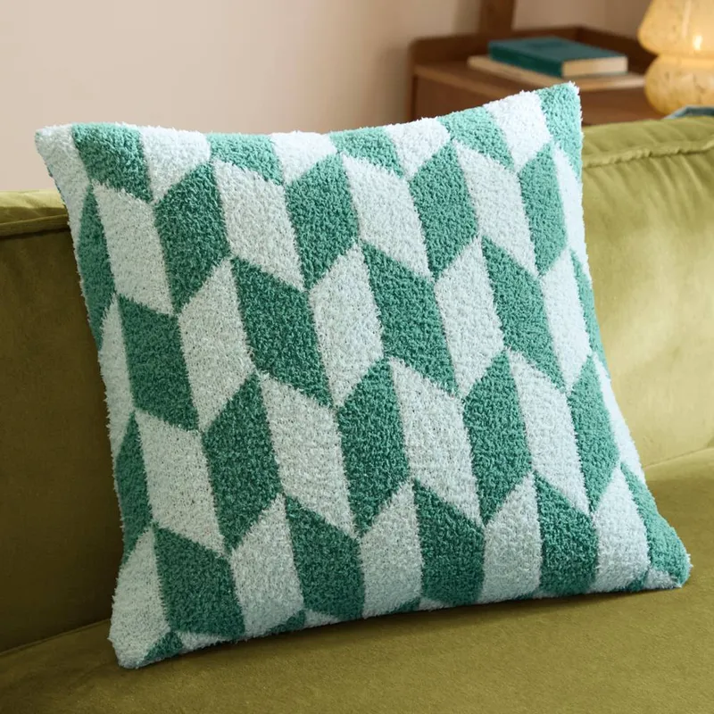 Furn Unisex Olsen Geometric Cushion in Green Size: 45cm x 45cm Green female