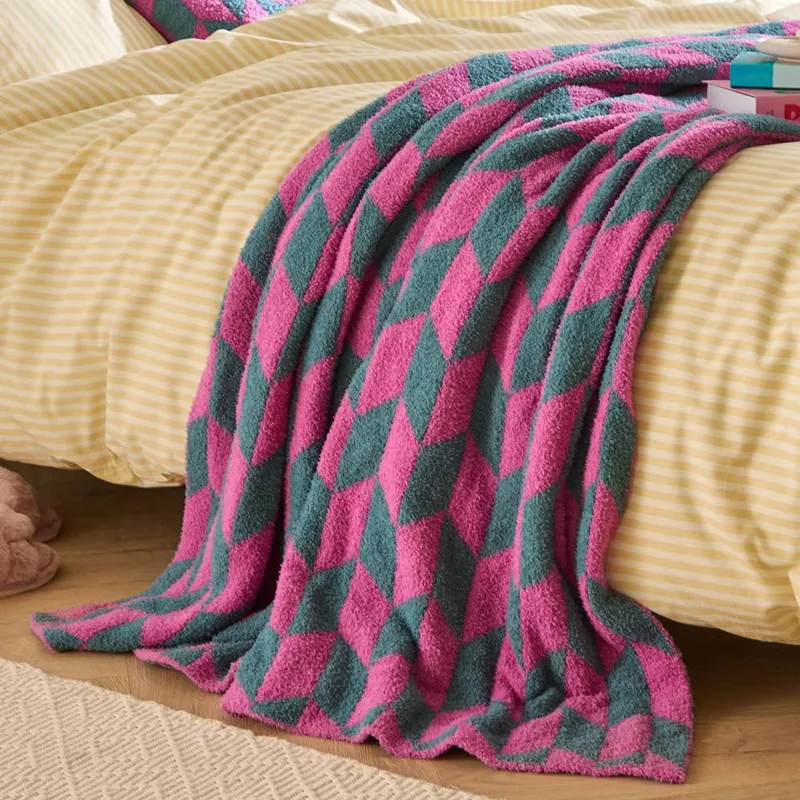 Furn Unisex Olsen Geometric Throw in Pink Size: 130cm x 180cm Pink female