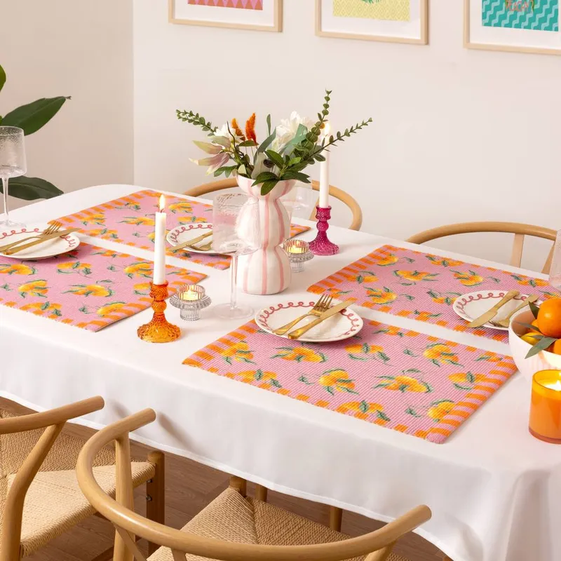 Furn Unisex Oranges Set of 4 Indoor/Outdoor Placemats in Pink Pink female