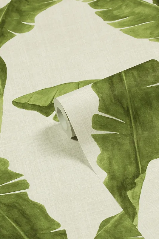 Furn. Plantain Botanical Printed Wallpaper - Green - One Size