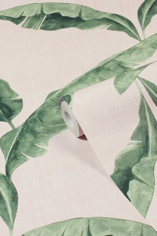 Furn Plantain Botanical Printed Wallpaper in Teal - Teal