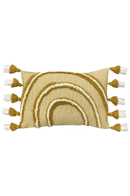 Furn Rainbow Tuft Tasselled Cushion in Yellow Size: 30cm x 50cm - Yellow