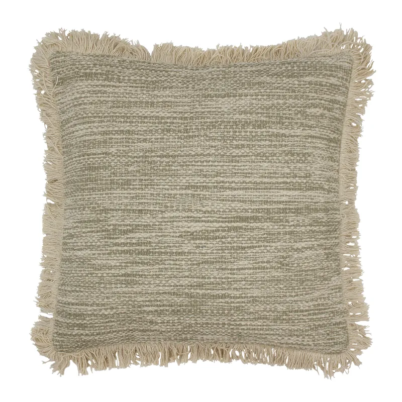Furn Sienna Twill Woven Fringed Cushion in Natural Size: 45 cm x 45 cm Natural 45 cm x 45 cm