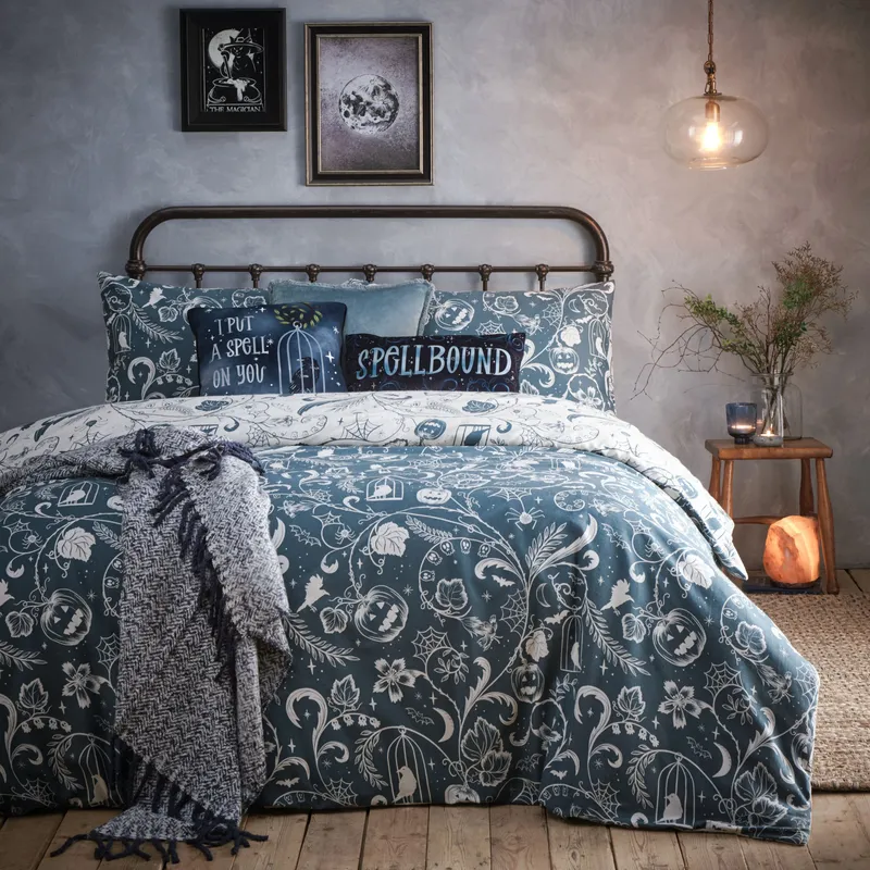 Furn Unisex Spellbound 100% Brushed Cotton Duvet Set in Grey Size: Single Grey Single female
