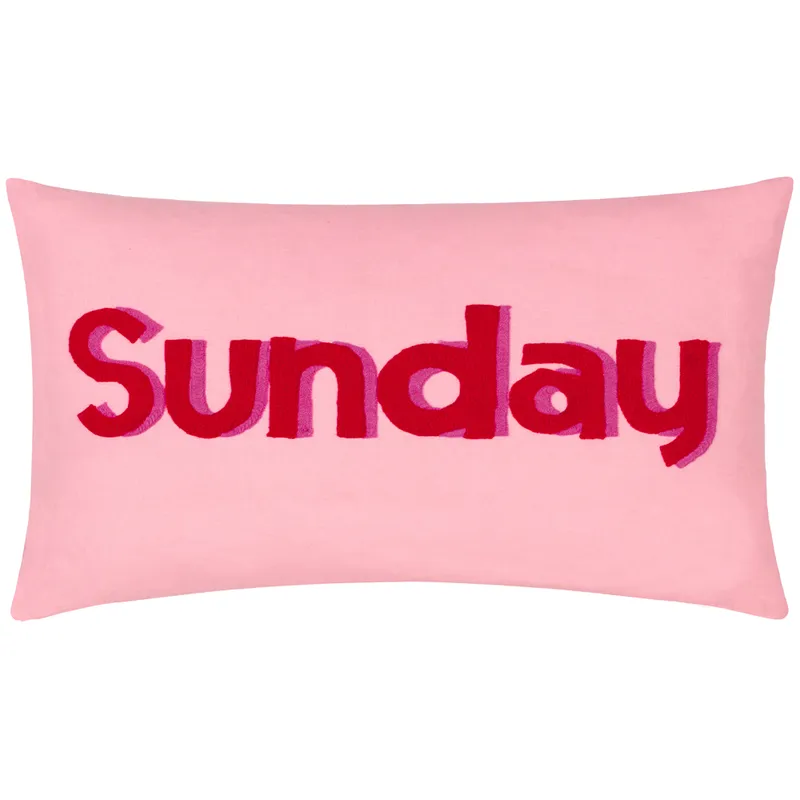 Furn Sunday Embroidered Cushion in Pink Size: 30cm x 50cm - Pink