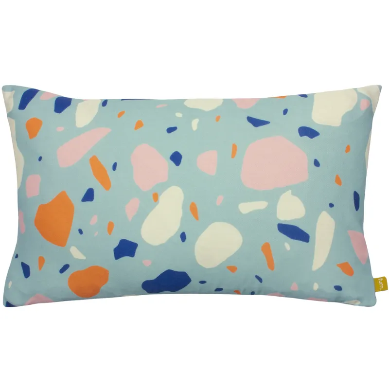 Furn Terra Abstract Print Cushion in Aqua - Aqua