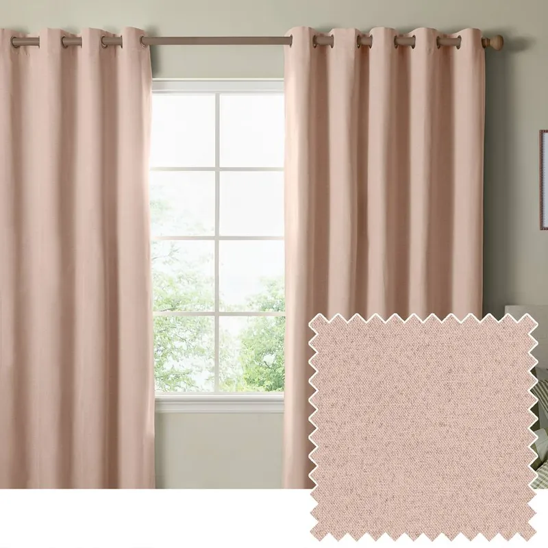 Furn The Ultimate Blackout Textured Woven Eyelet Curtain Pair in Pink Size: 117 cm width x 137 cm drop Pink 117 cm width x 137 cm drop