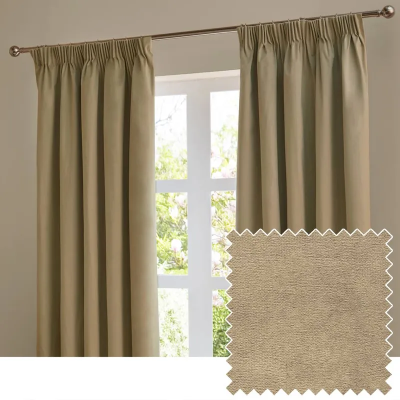 Furn The Ultimate Velvet Room Darkening Pencil Pleat Curtain Pair in Brown Size: 117cm width x 137cm drop - Brown