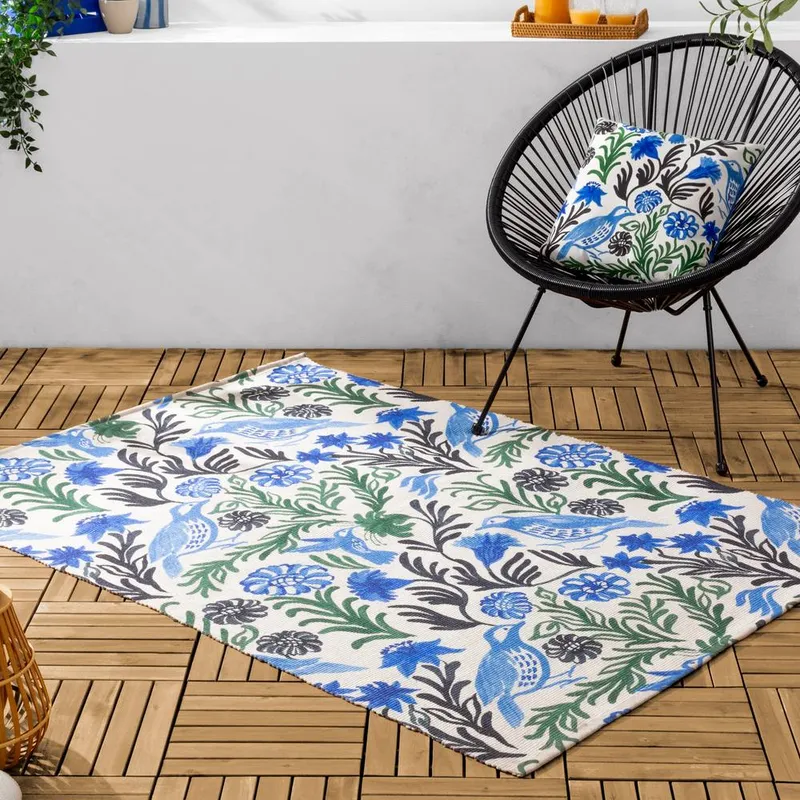 Furn Unisex Alentejo Outdoor/Indoor Washable Rug in Blue Size: 120cm x 170cm Blue 120cm x 170cm female